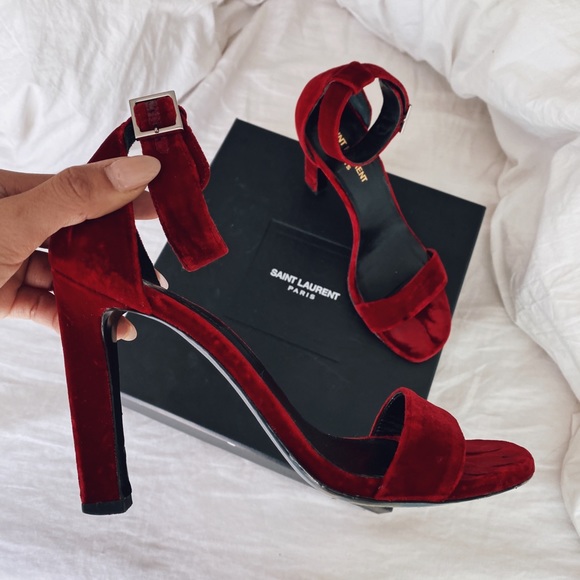 Red Velvet Saint Laurent Heels - Picture 5 of 8